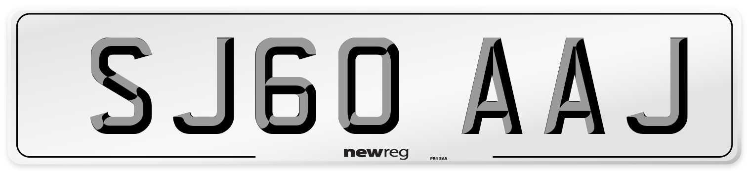 SJ60 AAJ Number Plate from New Reg